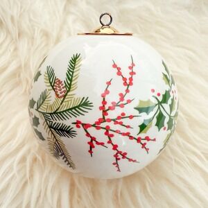 Tiffany & Co Italian Ceramic Christmas Ornament Holly Berry Este Ceramiche